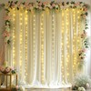 10 x 10ft Beige Backdrop Curtains with Lights String for