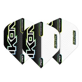 RED DRAGON Hardcore Radical Black & White Ikon Dart Flights - 4 Sets Per Pack (12 Dart Flights in total)