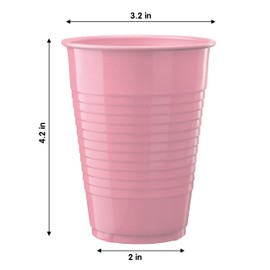 Exquisite Pink Disposable Plastic Cups - 600 Pack 12 Oz Plastic Cups - Colored Disposable Cups - Durable Party Cups - Plastic Disposable Drinking Cups - Bpa Free Plastic Cups For Party