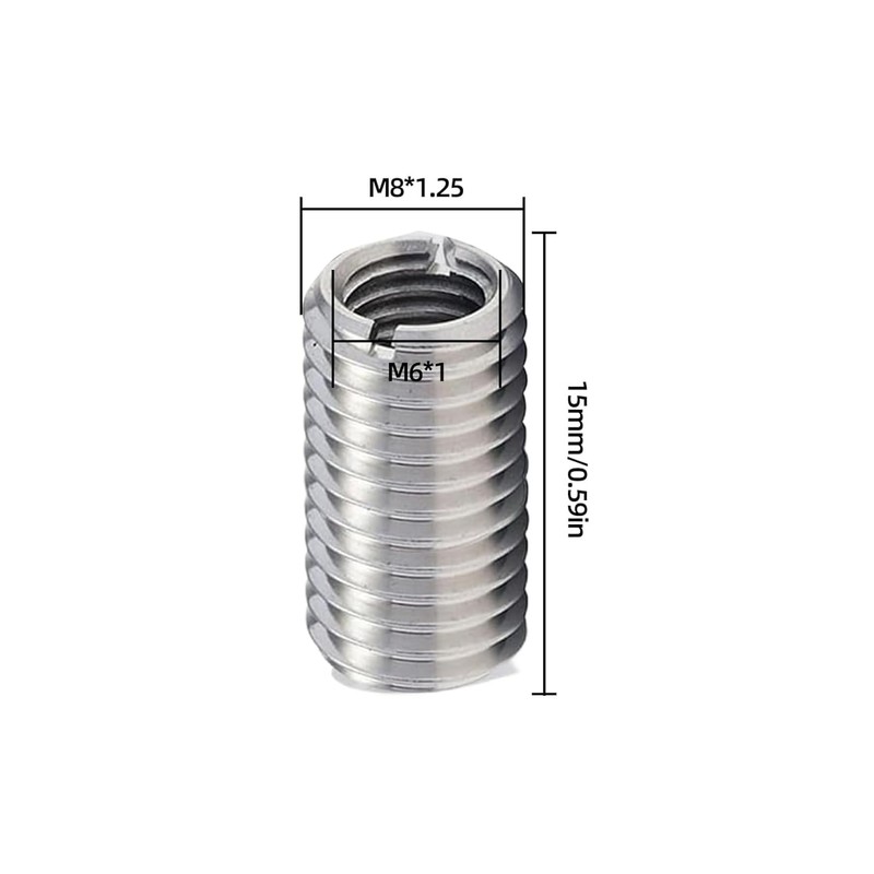 Pack of 10 Threaded Insert, 15 mm M8 to M6