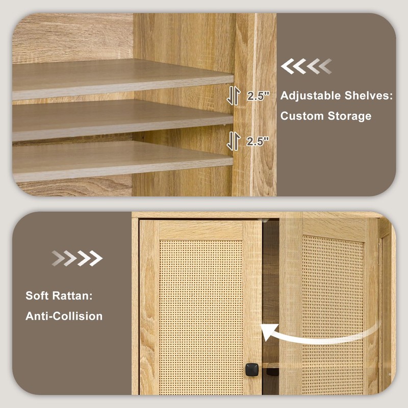 Rattan Cabinet, Buffet Cabinet with Storage