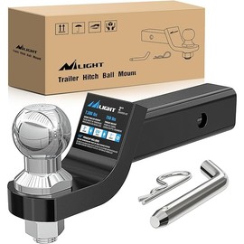 Nilight Trailer Hitch Ball Mount with 2-Inch Trailer Ball & 5/8" Hitch Pin Clip Fits 2-Inch Receiver 7500 lbs 2" Drop
