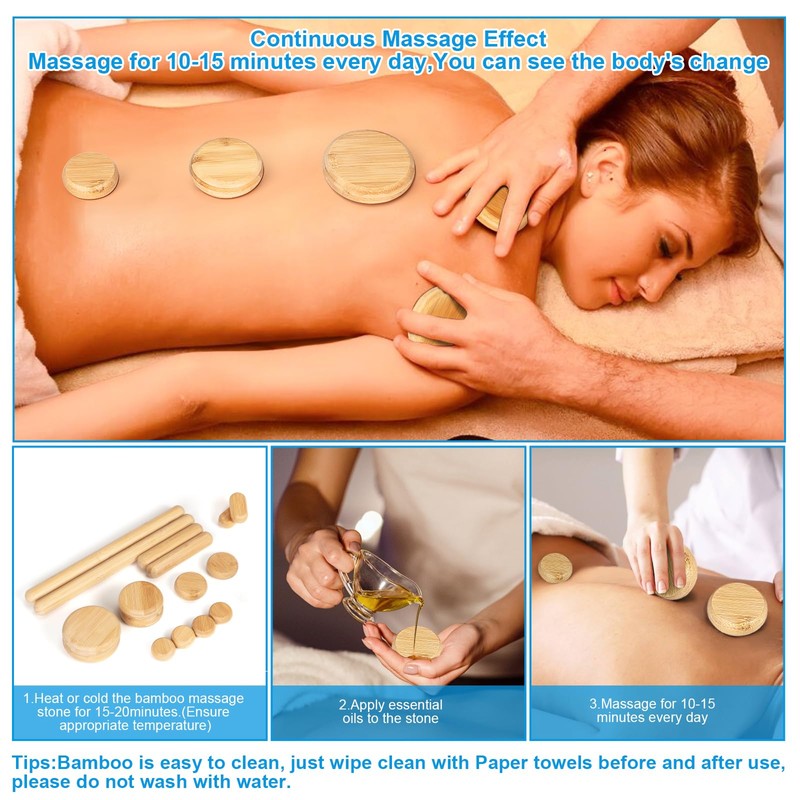 WYJTPONE Bamboo Massage Stone Sets for Body Shaping,Bamboo Massage Sticks