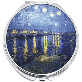 NewCharms Van Gogh Painting Art Compact with Mirrors - Perfect Pocket and Purse Size Folding Mirror for Applying Make Up Anywhere