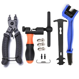 HYLEBOR Bike Chain Tool Kit, Includes Bike Breaker, Main Chain Pliers, Bicycle Cleaning Brush, Chain Checker for 1-12 Speed Chain Disassemble Splitter and Breaker, Bike Missing Links for 6-10 Speed
