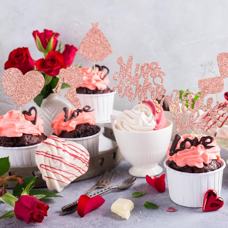 24 piezas de decoración para magdalenas de novia a ser