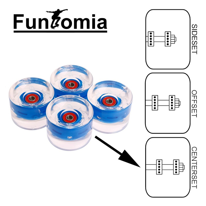 FunTomia Set of 4 (LED) Longboard/Skateboard Wheels (Big Wheels) in