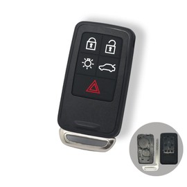 BROVACS Replacement Key Shell + Uncut Blank Emergency Operations Key Compatible with Volvo 5 Button Smart Key Shell for Keyless Access PG789A