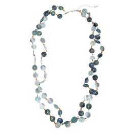 Winssigma Layered Necklaces for Women, Multi Strand Boho Long Beaded Statement Piece with Shell & Coin Chunky Details(Blue)