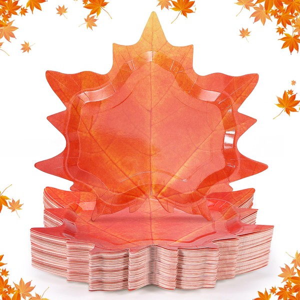 Piklodo 60 Pcs Fall Paper Plates Autumn Disposable Party Plates