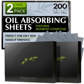 Natural Oil Blotting Sheets for Face with Bamboo Charcoal - 2pk/200 Makeup Friendly Oil Absorbing Sheets for Face - Blotting Papers for Oily Skin - Perfect for Keeping in Purse - Oil Control Film