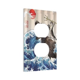 Funny Cat Dinosaur Japan Sun Ocean Wave 1 Gang Light Switch Covers No Device Wall Plate Decorative Blank Switchplate Electrical Faceplate for Farmhouse Bathroom Bedroom Home Decor