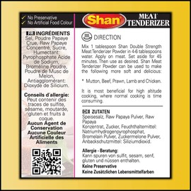 Shan - Meat Tenderizer Seasoning Mix 1.4 oz (40g) - Papaya Based High Altitude Cooking Powder - Suitable for Vegetarians