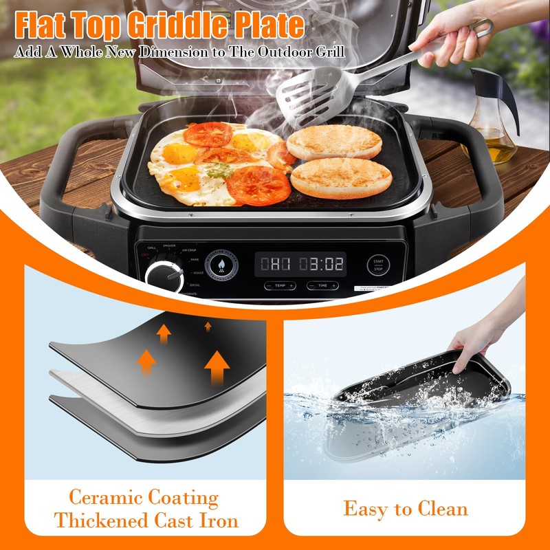 Non-Stick Cast Iron Griddle Plate for Ninja Woodfire OG700/OG701 Grills