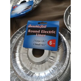 durable foil Round Electric Stove Burner Liners  (4) 6pks  6in & 8in Disposable Stove Liners