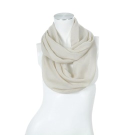 Majea Women’s Narrow Loop Alice Scarf, Spring Shawl, Tube Scarf, Round Scarf, Plain Infinity Scarf - cream, size: 160x52