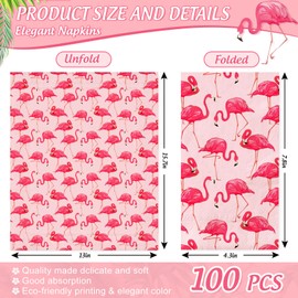 Generic AnyDesign 100Pcs Flaming Guest Napkins Pink Summer Disposable Paper Napkins Tropical Holiday Dinner Hand Napkin for Kitchen Bathroom Party Supplies, 4.3 x 7.8 inch