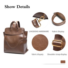 GELANNI Medium Laptop Backpack Purse for Women and Men PU Leather Anti-theft Fashion Large Capacity Travel Casual Rucksack Convertible Business Computer Bags 240N Brown