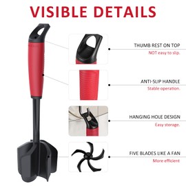 Ourokhome Premium Hamburger Meat Chopper, 5 Curved Blades Ground Beef Masher Smasher for Ground Turkey, Avocado, Potato, Beans, Boiled Egg, Heat Resistant and Non Stick Kitchen Hacks, Black and Red