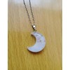 RICHARD-911 Collar Dije Luna De Cuarzo Blanco Cadena Acero Inoxidable