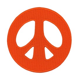 Peace Sign Orange Patch for Iron-On or Sew On Clothes Embroidered Iron-On Patch Application Peace Patch Size 7.0 x 7.0 cm