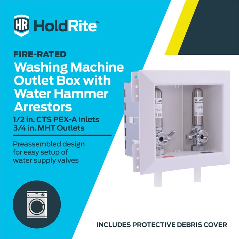 Holdrite 3/4 Inch MHT Washing Machine Outlet Box with Water
