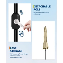 GAOMON 10FT Outdoor Patio Umbrella with 8 Sturdy Ribs, Table Umbrella with Push Button Tilt and Crank, UV Protection Waterproof for Garden, Deck, Backyard, Pool (Brown)