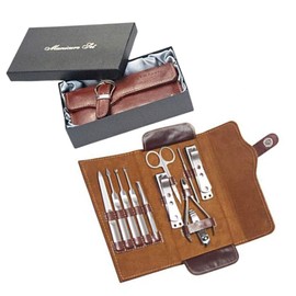 Manicure Pedicure Set, Nail Cutting-11pc Quality Stainless Steel Tools, Large Wide Jaw Clippers, Nail Cutter, Nail Care Gift, Fingernail Clipper Case (Brown)