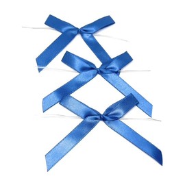 Weststone 50pcs 2 1/2" Solid Royal Blue Satin Fabric Pre-Tied Ribbon Bows for Cello Bags Gift Bag and Bakery Candy Bags with Small Decorating Ideas