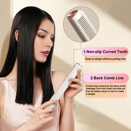 Hair Straightener Brush, Hot Hair Comb, 2 in 1 Flat Iron Hair Curling Straightening Brush for Women, Anti-Scald with 5 Temps Fast Heating