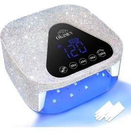Okasiuv UV LED Nail Lamp with UV Gloves,Magnetic Metal Mirror Base Cordless Nail Dryer, Gel Polish Curing Light with 4 Timers,Touch Control Display,Auto Sensor for Professional Salon & Home