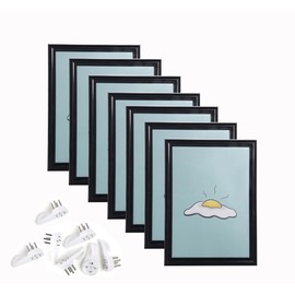 7 Piezas 4'' x 6'' Marco de fotos, Conjunto de marcos multi granel para colgar en la pared o pantalla de mesa (Negro)