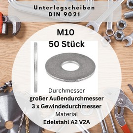 Washers - Large Outer Diameter DIN 9021 ISO 7093 - Body Washers, A2 V2A Stainless Steel