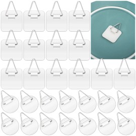 Jetec 180 Pcs Adhesive Picture Hanger Painting Hanging Hooks Without Nails Adhesive Wall Plate Hanging Vertical Plate Holder Plastic Painting Holder Sticky Hanger for Picture Photo Frame Wall Art