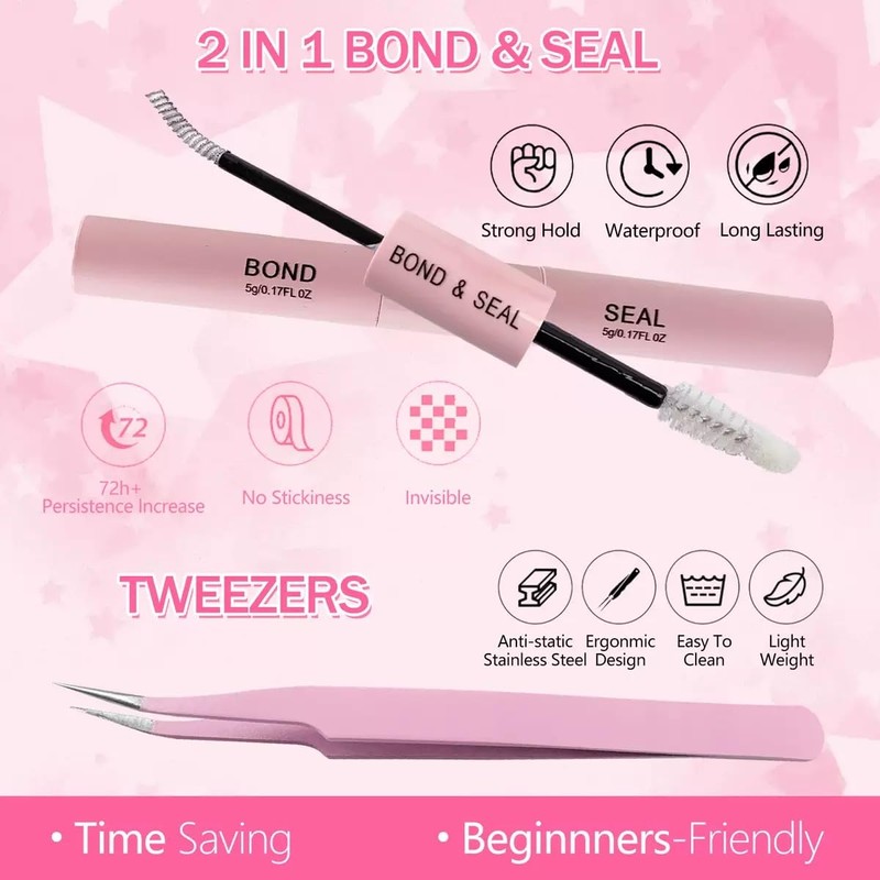 Cluster Lashes Lash Extension D Curl 80D 216Pcs Lash Clusters