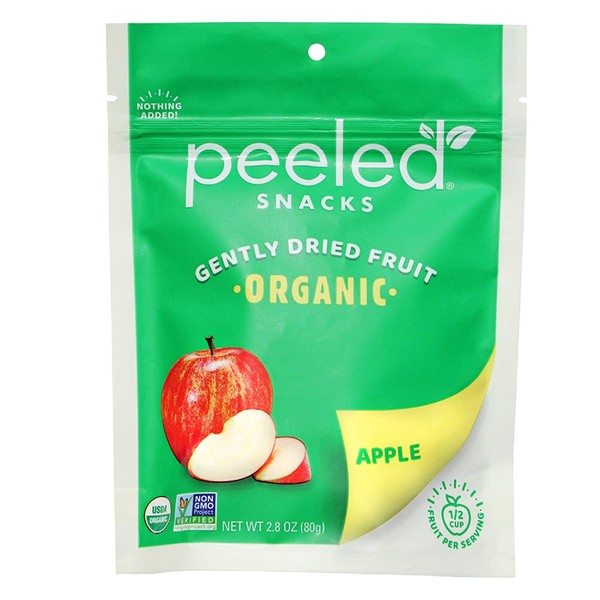 Peeled Snacks Organic Dried Fruit, Apple, 2.8 oz. – Healthy, Vegan Snacks for On-the-Go, Lunch and More