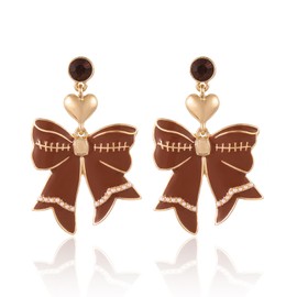 Firopia Football Dangle Earrings for Women | Bow Football Dangle Earrings | Game Day Earrings | Jewelry Gifts for Sport Lover Football Mom Team