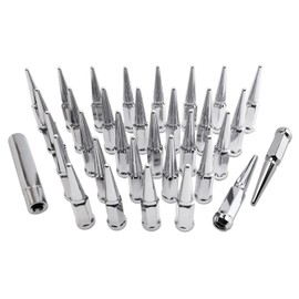 M14x2.0 Wheel Spike Lug Nuts & Cone/Conical Bulge Seat kit，Compatible with F350 2005-2007 & Excursion 2000-2005 & F150 Heritage 2004 & Mark LT 2006-2010 More Replace Set of 32+1