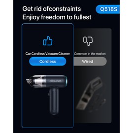COCHEJUGAR Car Vacuum Portable Wireless 18kPa Powerful Suction, 4 in 1 Portable Mini Vacuum, 2.5H Type-C Fast Charge, Up to 30 Mins Runtime, Cordless Handheld Vacuum for Car, Home, Keyboard Cleaning