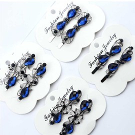 Hair Barrette, Hair Pin, Hair Clip, 8-Piece Set of Vintage Blue Hair Accessories, Also Known as Bobby Pins and Crystal Rhinestone Hair Clips, Ideal for Women and Girls