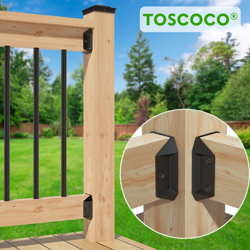 Toscoco 20 Pcs Heavy-Duty Aluminum ADC-12 Deck Railing Bracket Connectors