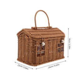 Outanaya Handmade Woven Basket with Handle Creative Storage for Sundries for Weddings Parties and Home Unique Decorative Picnic Basket for Gifting