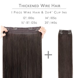 WENNALIFE Wire Hair Extensions (Increase 50% Lifespan) Real Human Hair 18 inch 125g Light Dark Brown Remy Real Hair Extensions Invisible Wire Hair Extensions Human Hair Natural Fish Line Straight Hair