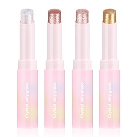 Crystal Hydrating Jelly Stick Eyeshadow Stick, Glitter Makeup Jelly Shimmer Eye Shadow Crayon, Lightweight Eye Brightener Makeup Glitter Eye Shadow (Multicolor, 4 colors)