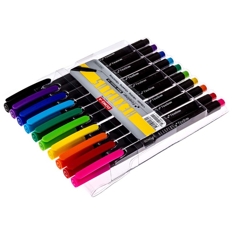 DONG-A Hexaplus Fineliner Pens 0.4mm 10 Color Set by Dong-A