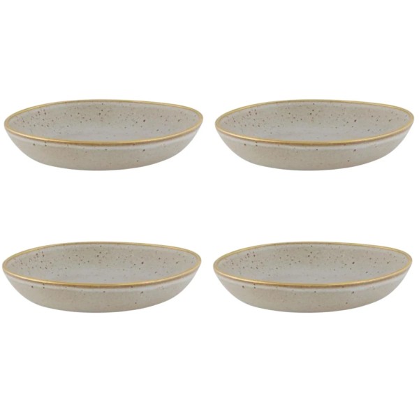 Casa Alegre Gold Stone White Soup/Pasta Plate, Set of 4