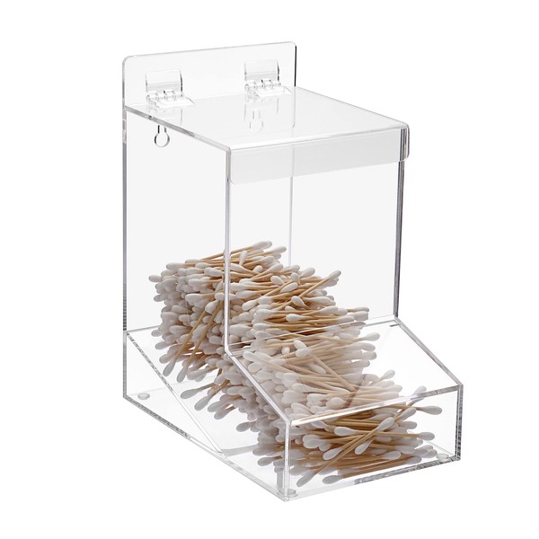 Kokone Acrylic Qtip holder with Lids,Clear Wall Qtip Dispenser with