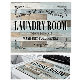 Dryer Top Protector Mat,23.6" X 19.7" Dryer Countertop Cover Washing Machine Mat for Top of Dryers Absorbent Quick-dry Non-Slip Rubber Resistan Pad for Laundry and Kitchen-1 PCS(Wood Grain Laundry)
