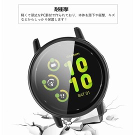 SHEAWA Garmin Vivoactive 5 Case Cover PC + Tempered Glass Film Full Protection 9H Hardness Integrated Protective Case Protective Cover Shockproof Accessories (Black)