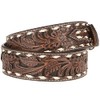 ARIAT Unisex-Adult's Arrow Billet Floral Inlay Buck Stitch Belt, Brown,
